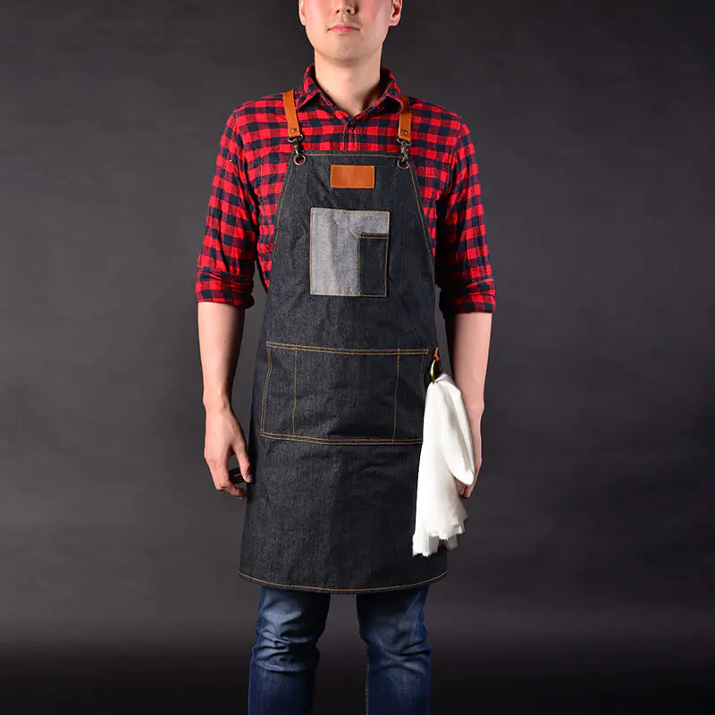 Vintage Barber Vic Denim Apron Durable And Wear-proof Material