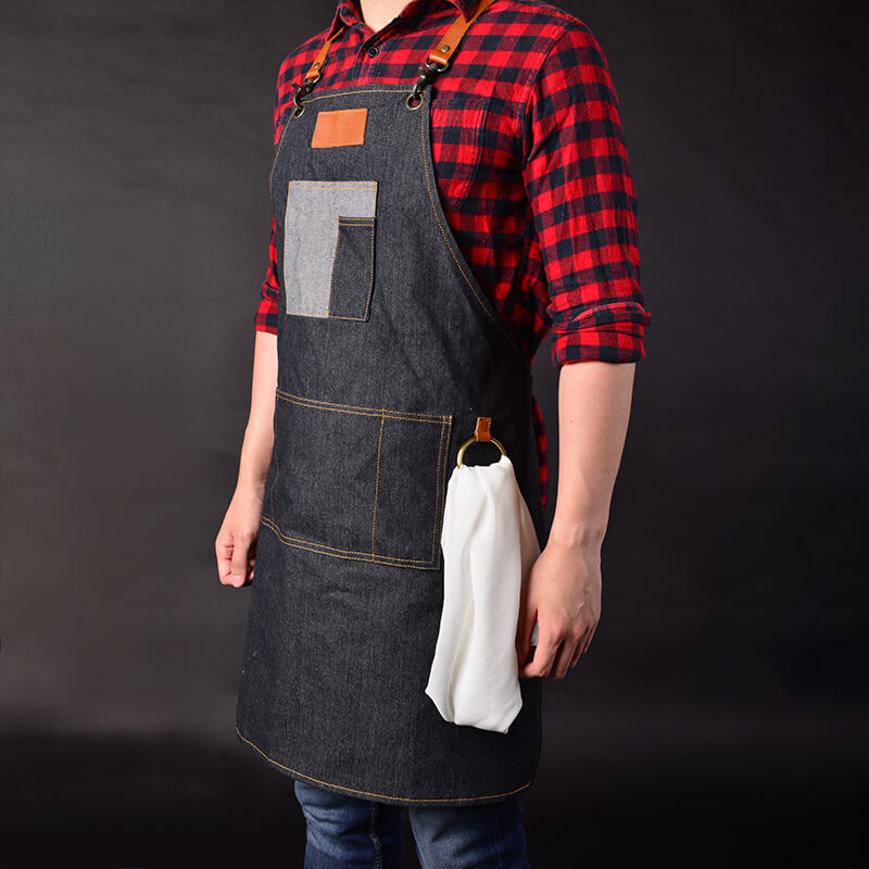 Vintage Barber Vic Denim Apron Durable And Wear-proof Material